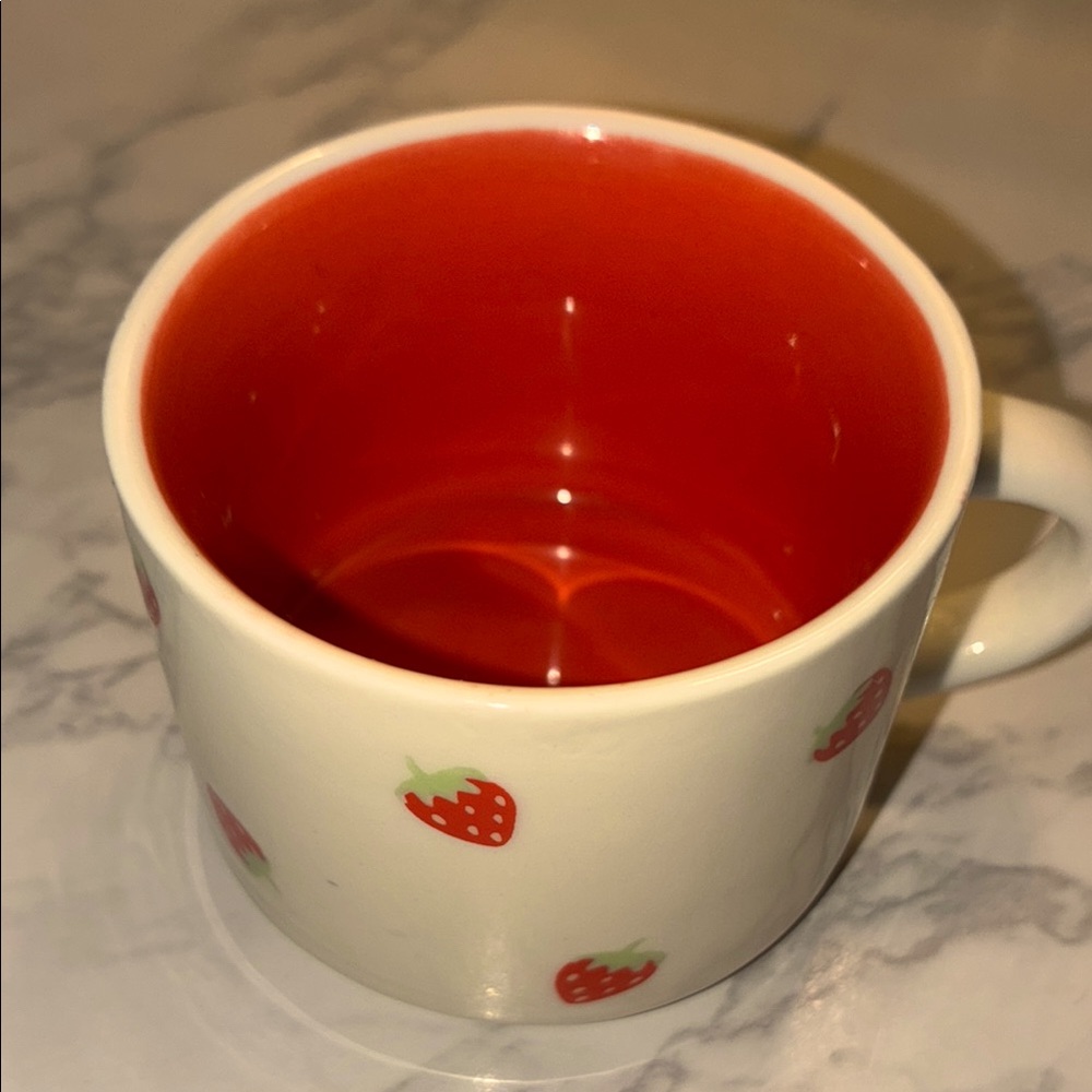 Strawberry Print Mug with Red Interior